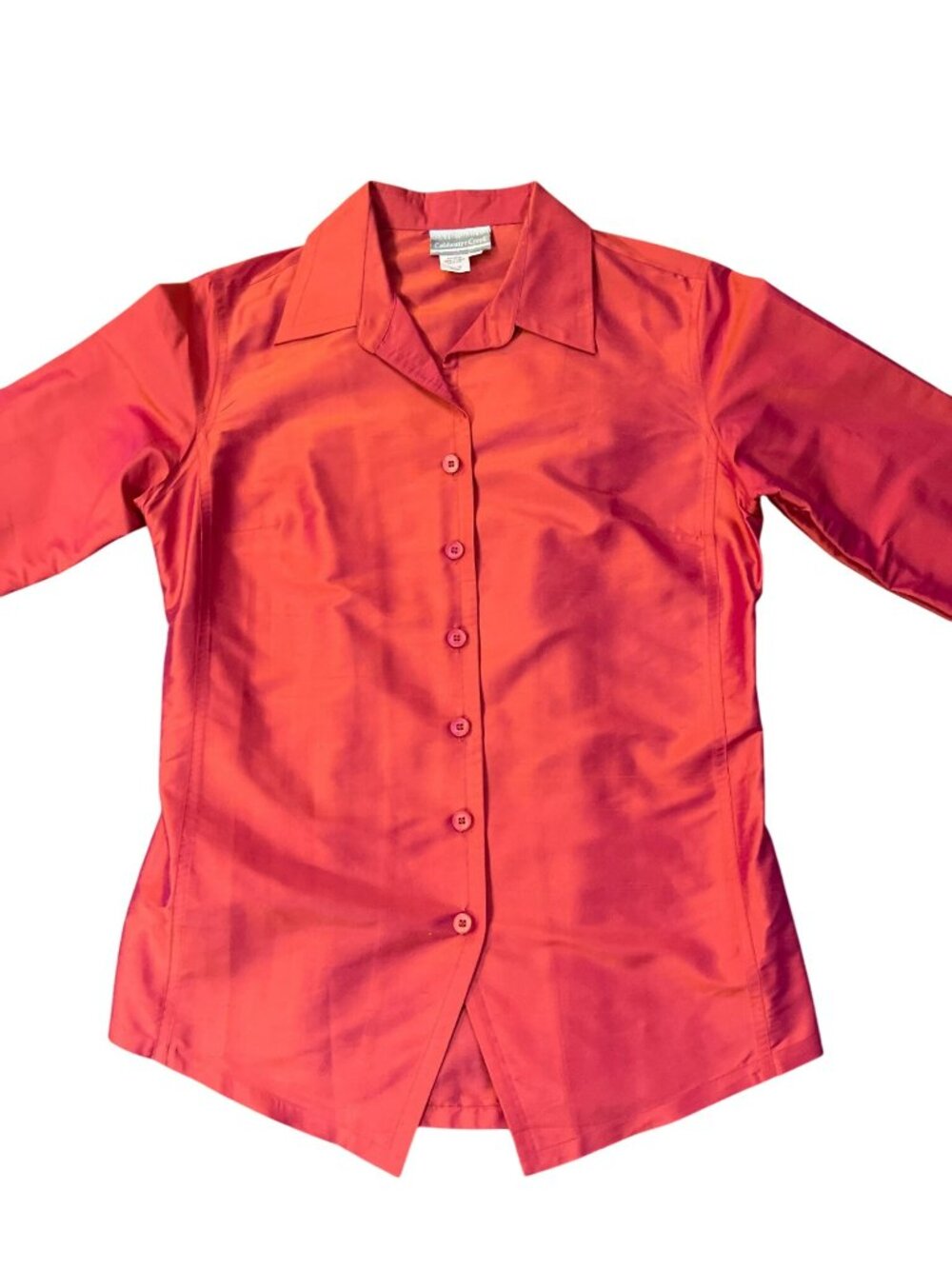 Coldwater Creek 100% Silk Red Button Up Blouse Womens S Used
